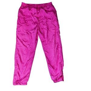 Vintage Hot Pink lined nylon Track Pants women's size medium oversized